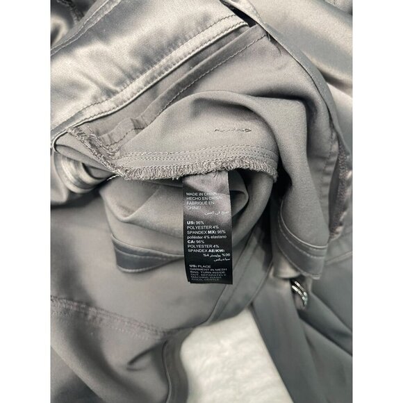 White House Black Market Satin Tie Jacket 8 Gray Silver Roll Tab Sleeves - Picture 7 of 8